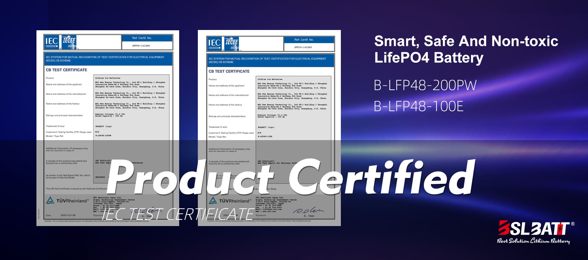BSLBATT Achieves IEC 62619 Certification on Its 48V 100Ah LiFePO4 Battery 